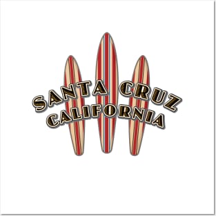 Santa Cruz California with three Surfboards Fan Logo Pack Sticker Lite Posters and Art